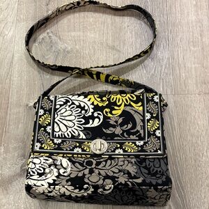 Vera Bradley Black and Yellow Floral Shoulder Bag